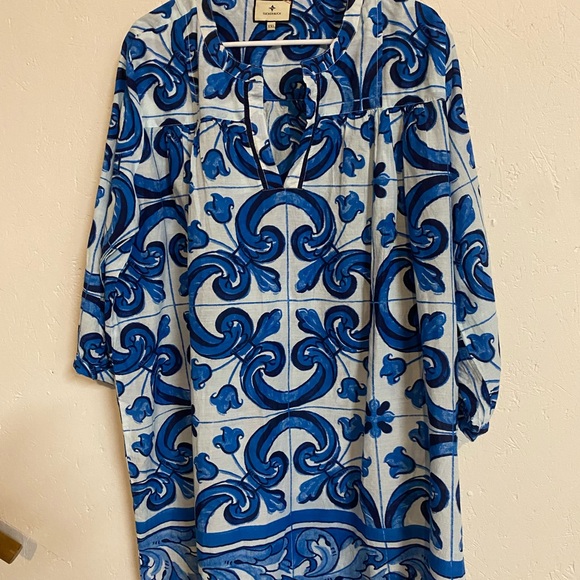 Tuckernuck capri blue bindi majolica Tunic coverup size xxl - Picture 9 of 10
